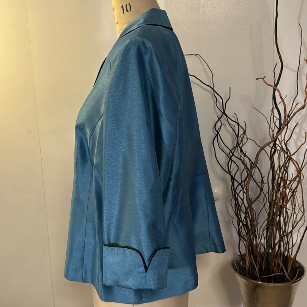 Dress barn three button blazer 3/4 sleeve in teal - Picture 3 of 6